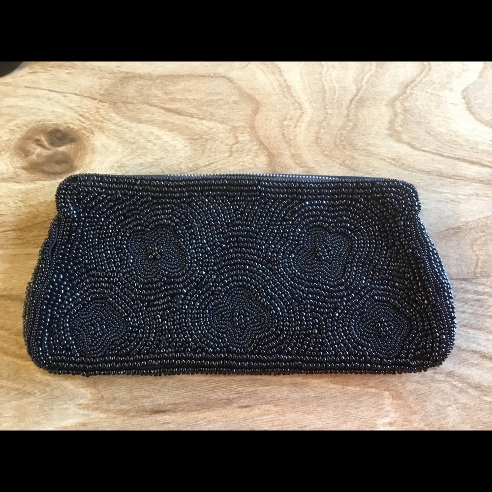 Vintage Black Bead Bag by Debbie Clutch Bag